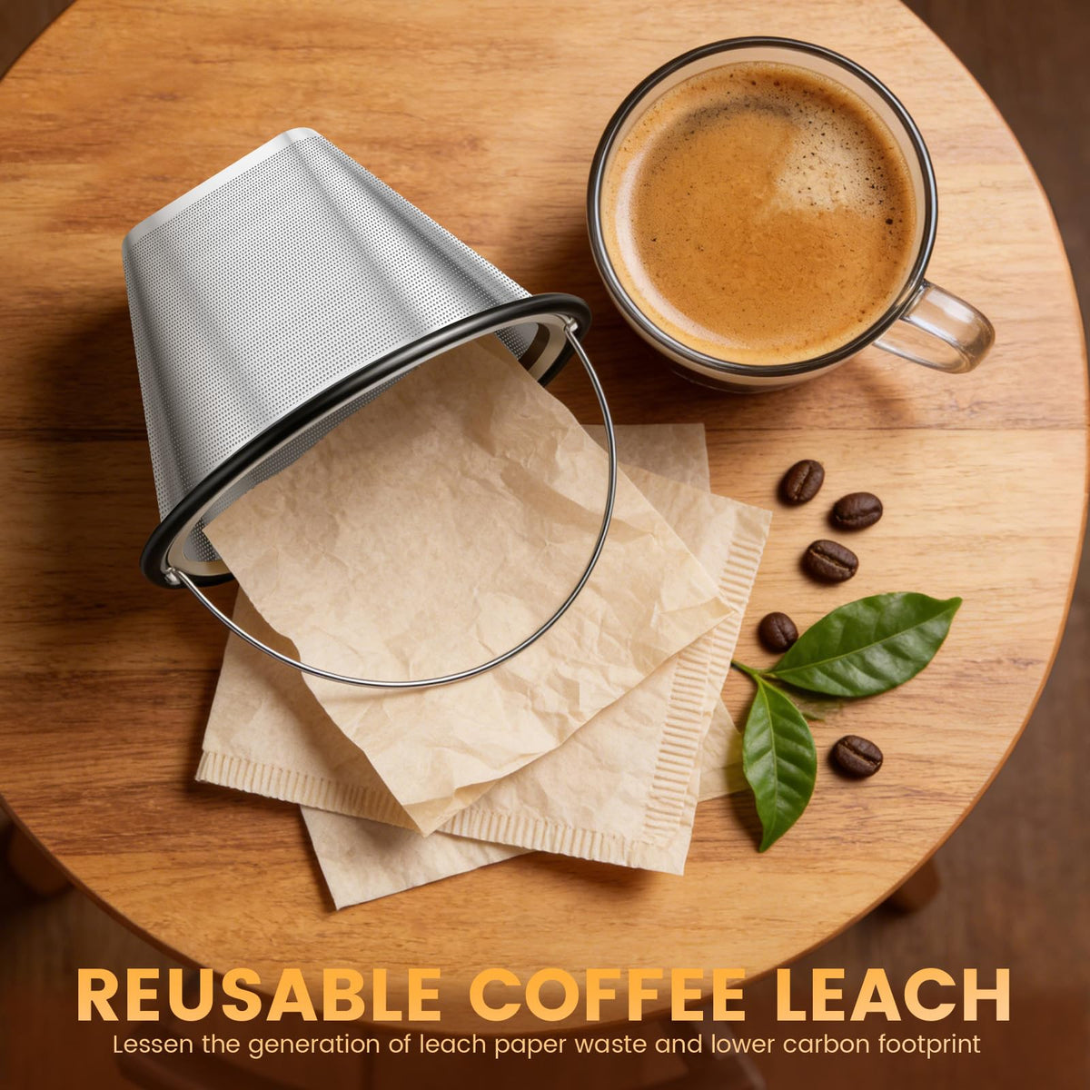 8-12 Cup Stainless Steel Reusable Cone Coffee Filter J613