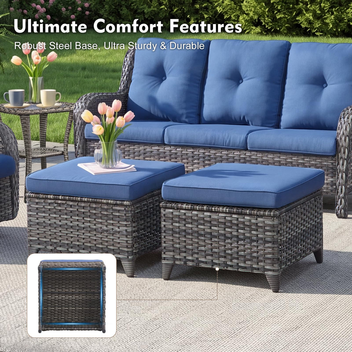 Grey Wicker 6 Piece Patio Furniture Set D58450