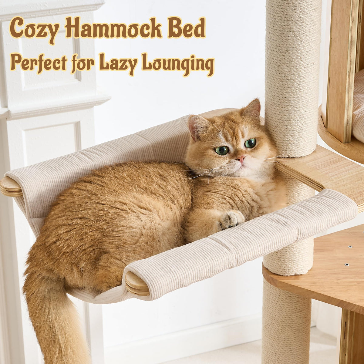 70" Wood Cat Tree with 2 Cat Caves T354