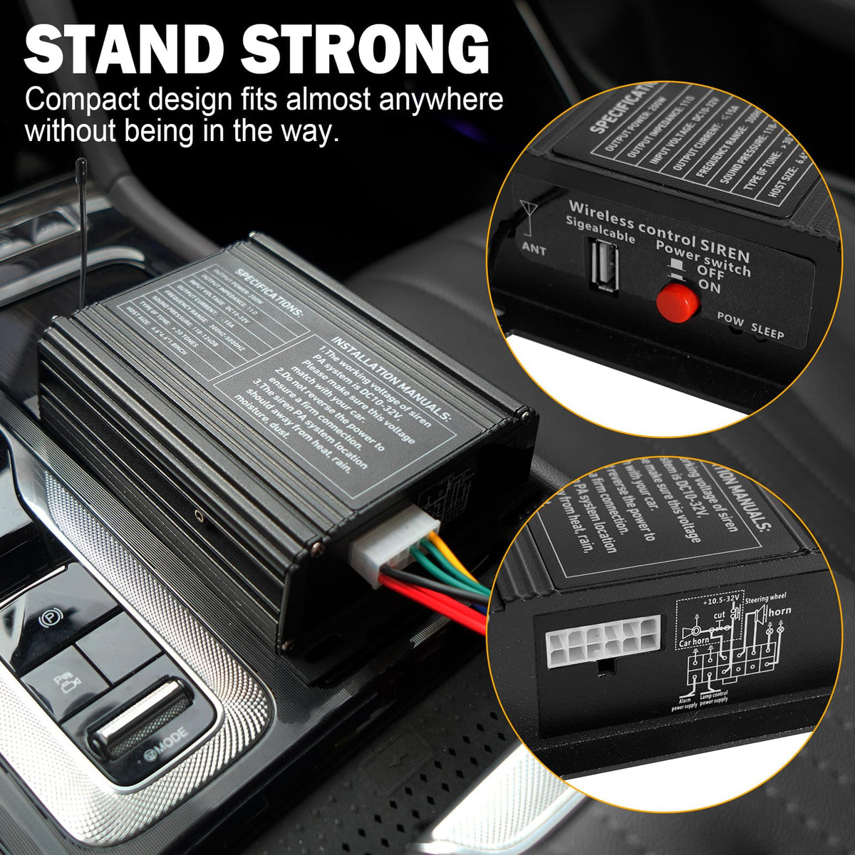 200W Multi-Tone Emergency Car Siren Speaker PA System Kit N1280
