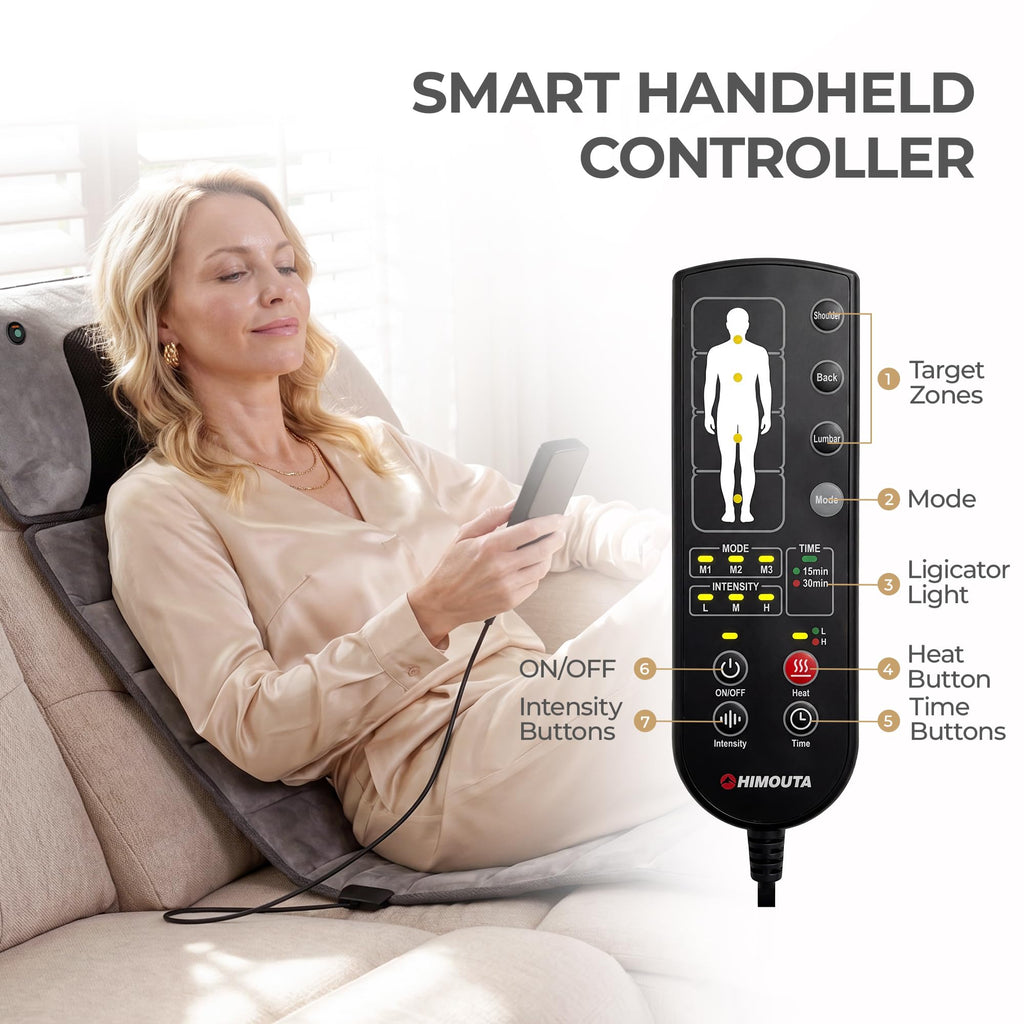 Grey Foldable Heated Full Body Massage Mat with 3D Neck Massager G55503