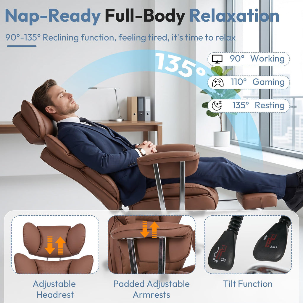 Brown Ergonomic Executive Office Chair with Footrest B798137