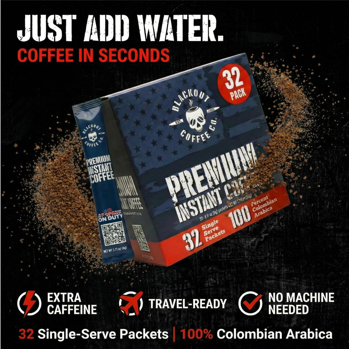 Colombian Arabica Instant Coffee Medium Roast 32 Count O58845