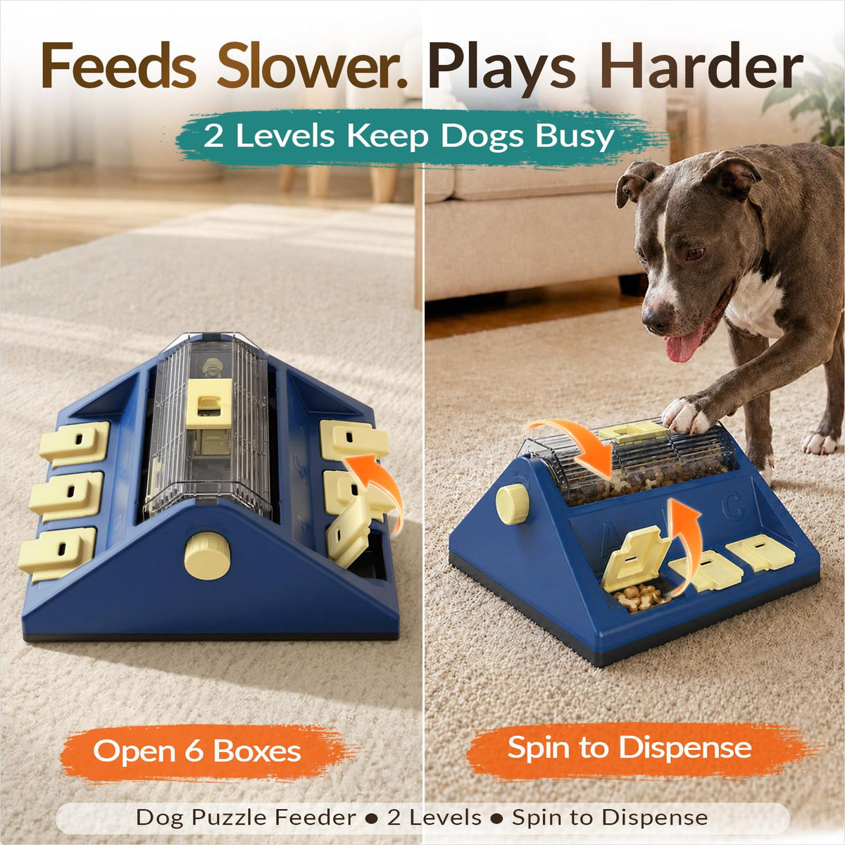 2-Level Dog Puzzle Toy Rotating Treat Dispenser V143960