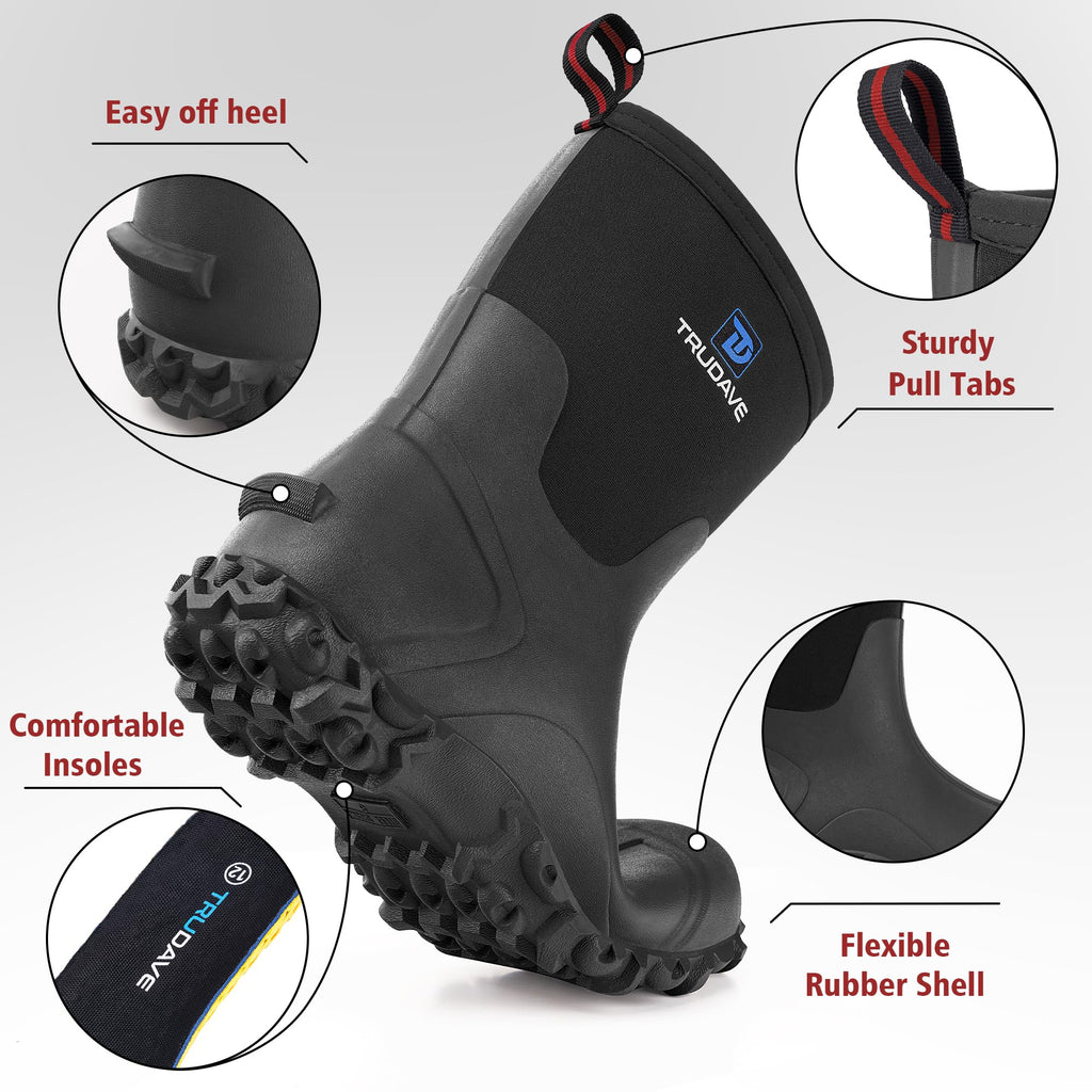 6mm Neoprene Insulated Mid Calf Waterproof Rubber Work Boots W282562