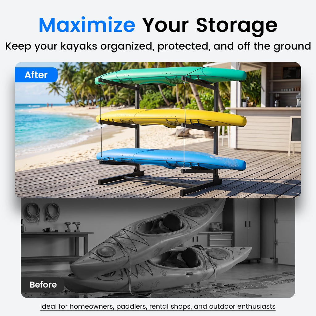 Kayak Storage Rack, Freestanding Steel Stand M53942