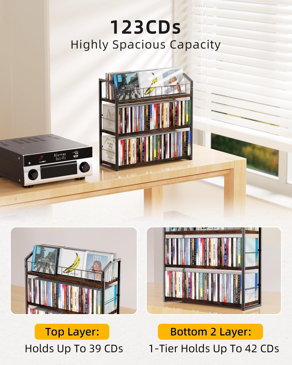 3 Tier CD Storage Rack Holds 123 Cases N832