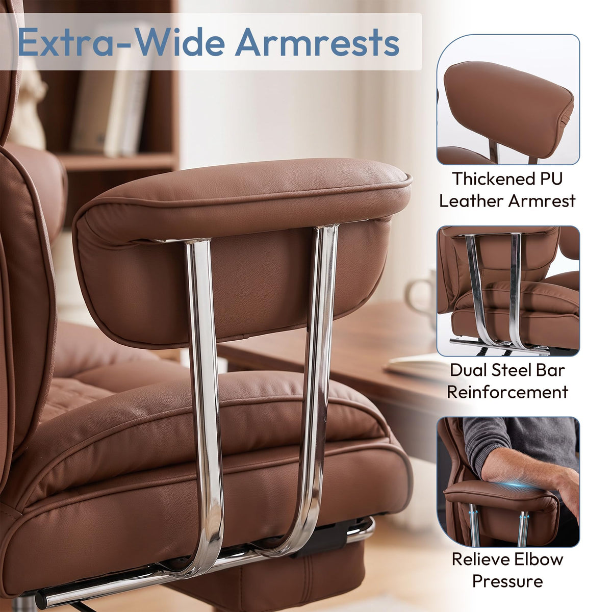 Brown Ergonomic Executive Office Chair with Footrest B798137