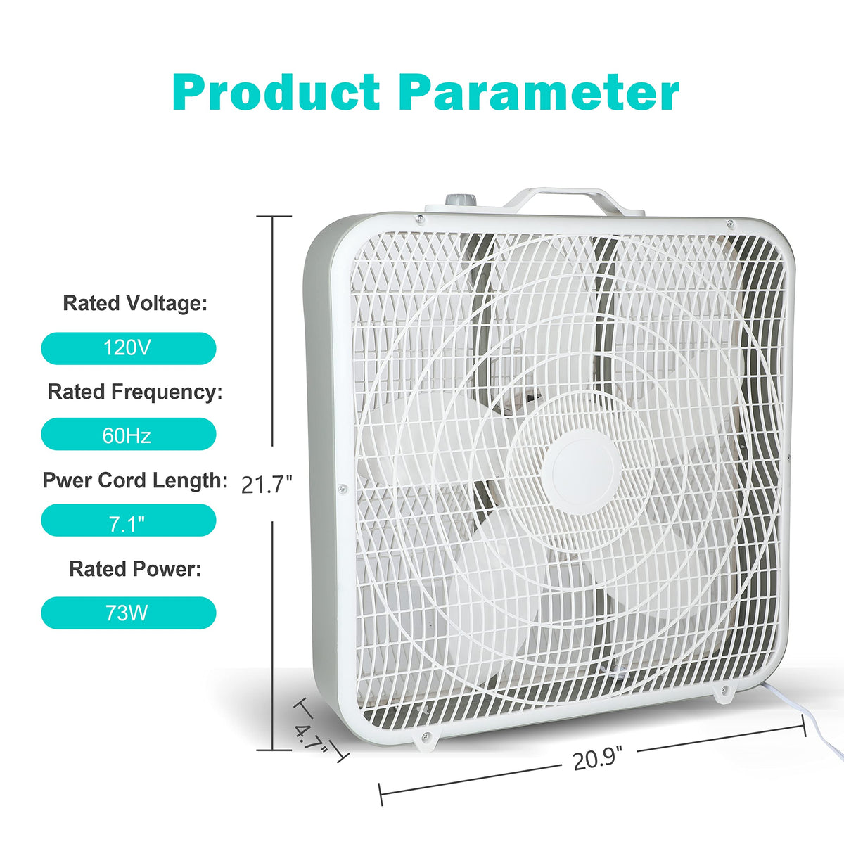 20'' 3-Speed Box Fan with Carry Handle K4400