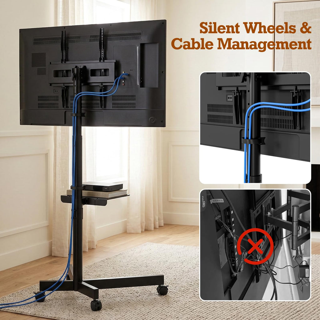 Rolling TV Stand with Wheels for 23-60 Inch Flat Curved TVs H678