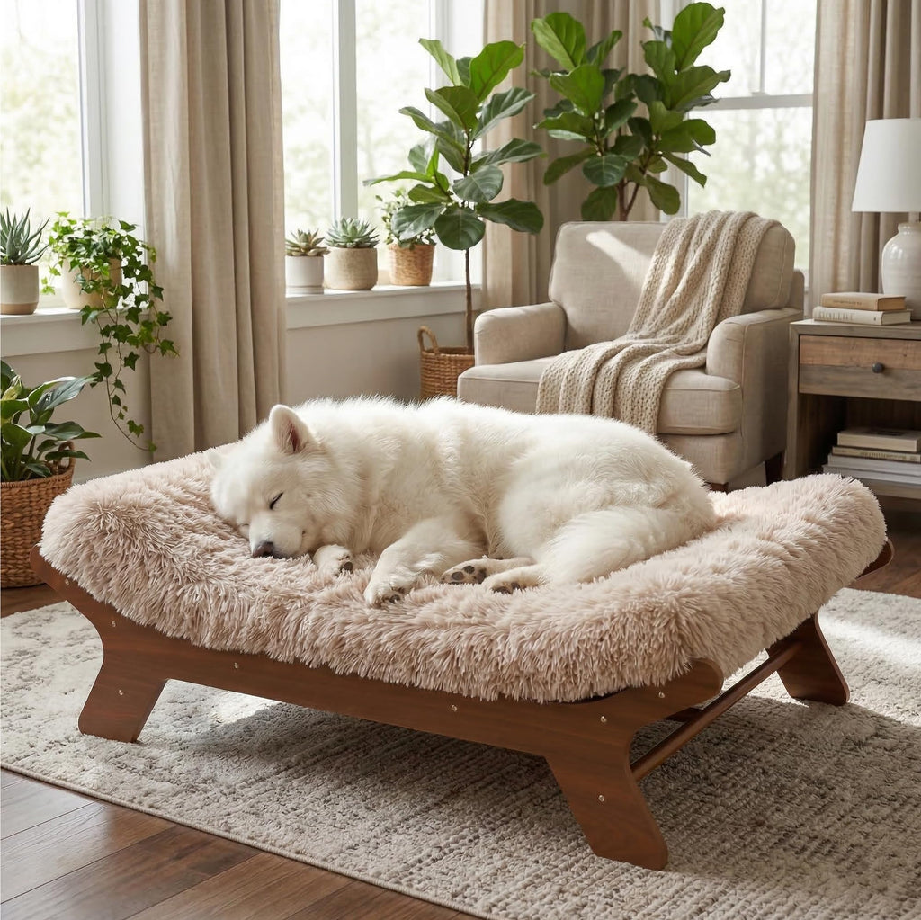 Wood Dog Bed Frame with Foam Mattress K2038