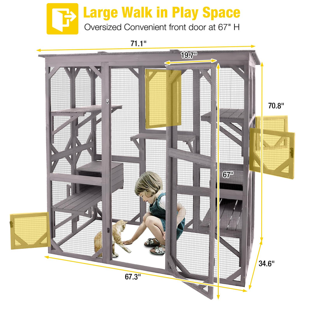 Extra Large 5-Level Outdoor Cat Enclosure with Cover S160