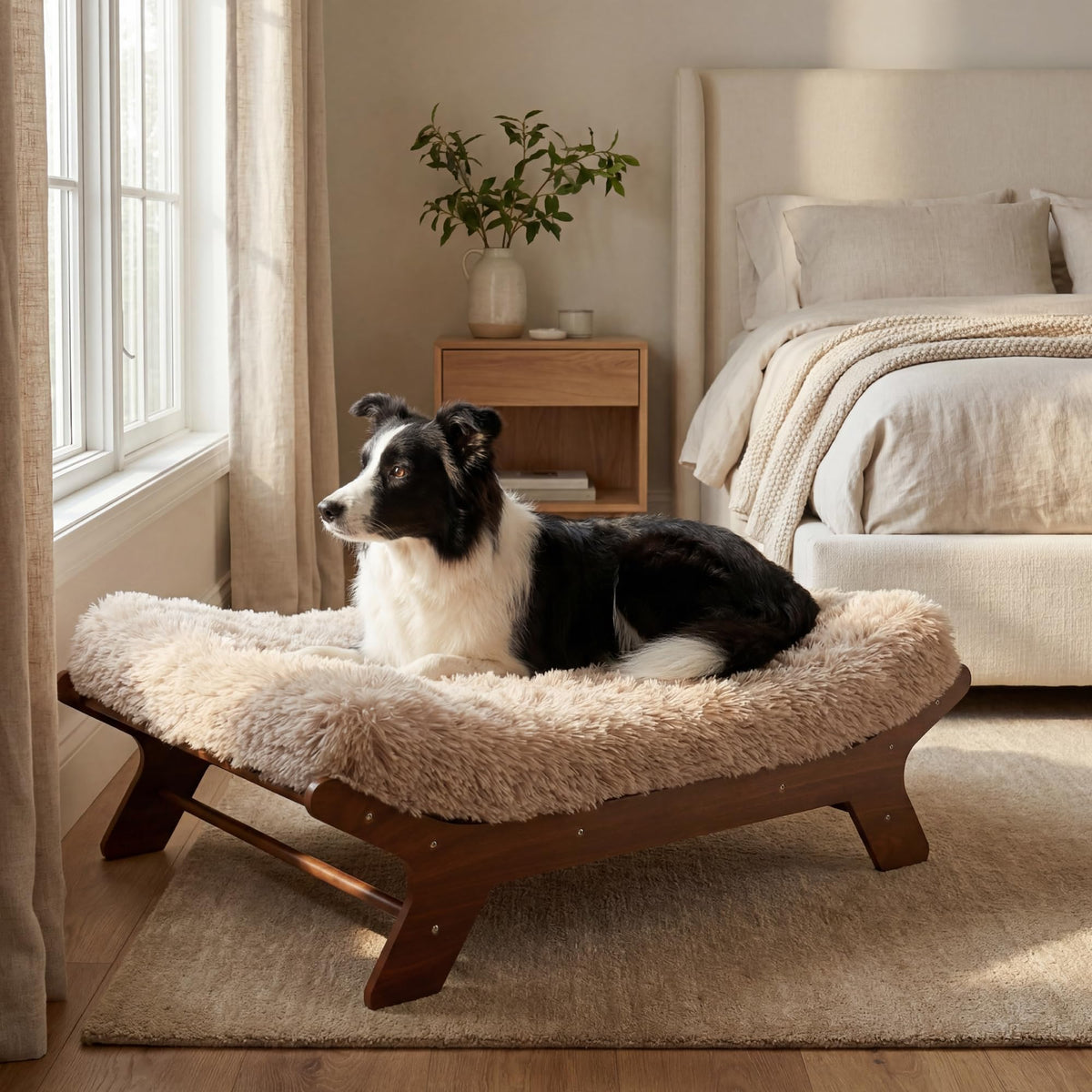 Wood Dog Bed Frame with Foam Mattress K2038