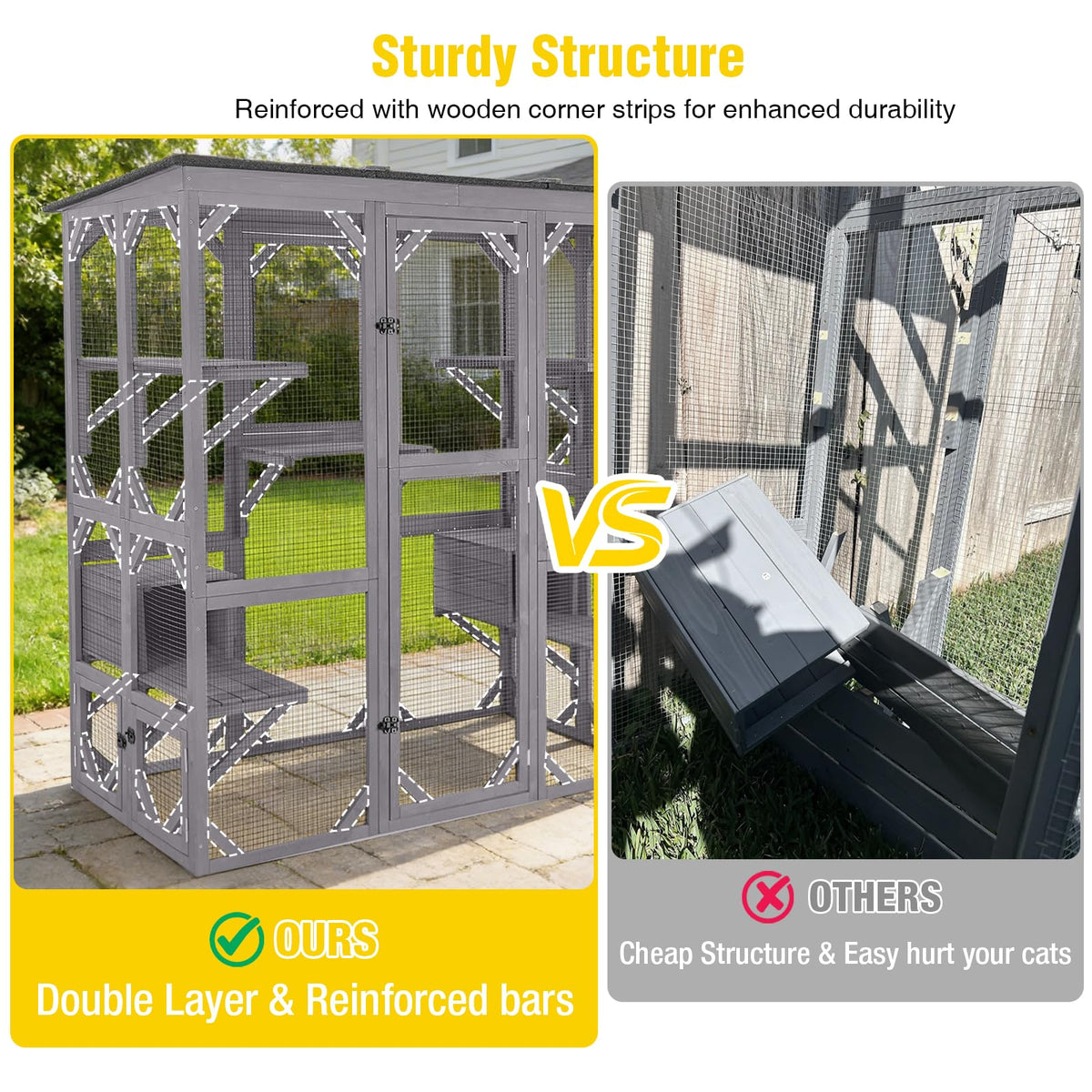 Extra Large 5-Level Outdoor Cat Enclosure with Cover S160