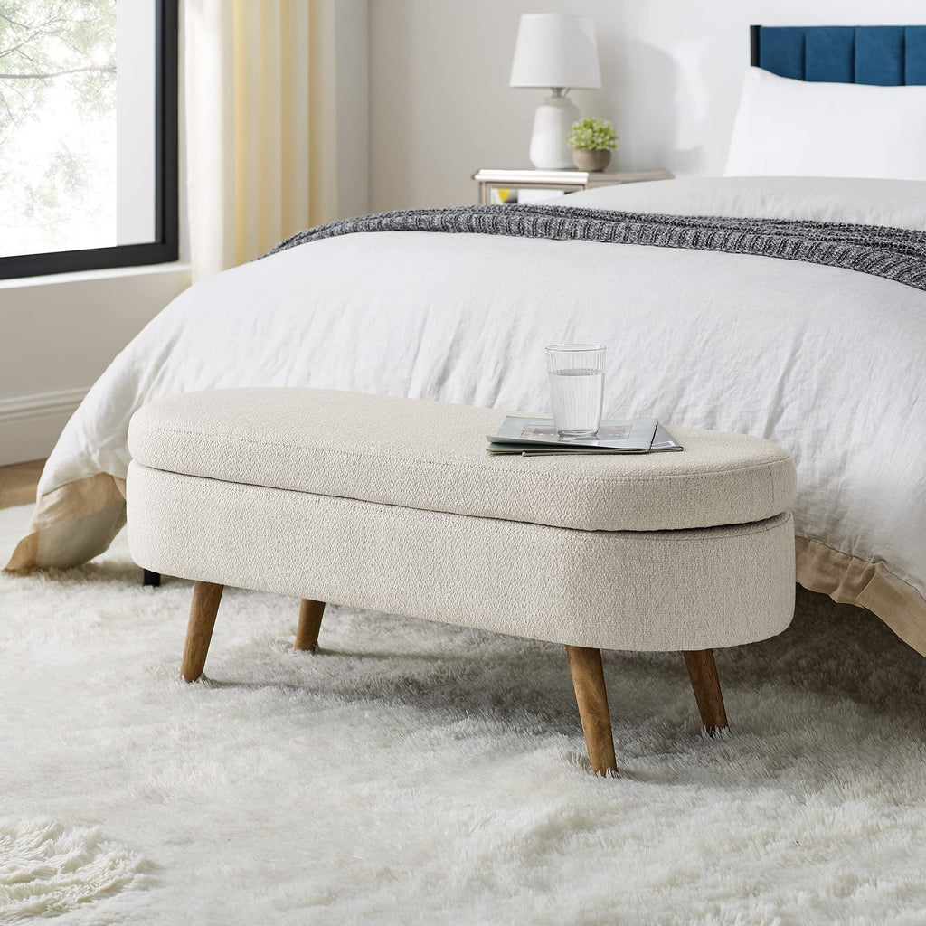 Oval Storage Bench with Rubber Wood Legs G882489