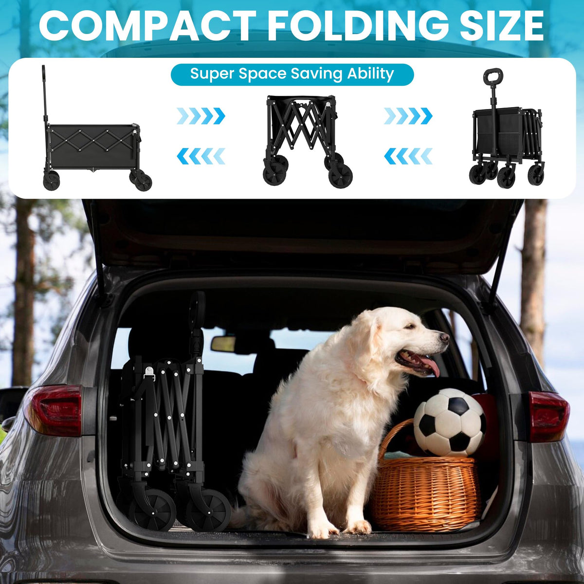 Collapsible Wagon with Tailgate, 350lbs Capacity R846863