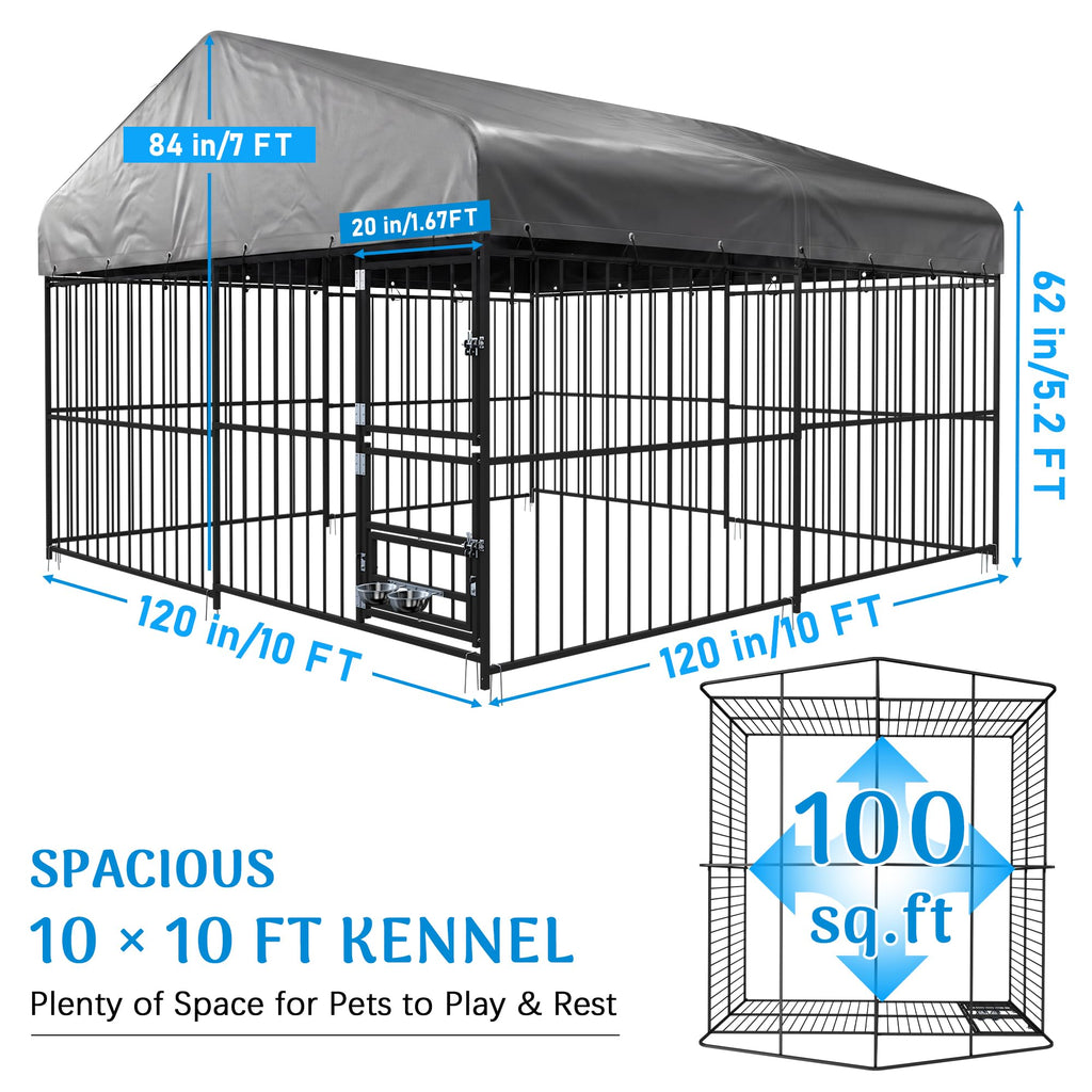 10×10FT Outdoor Dog Kennel with Roof W243
