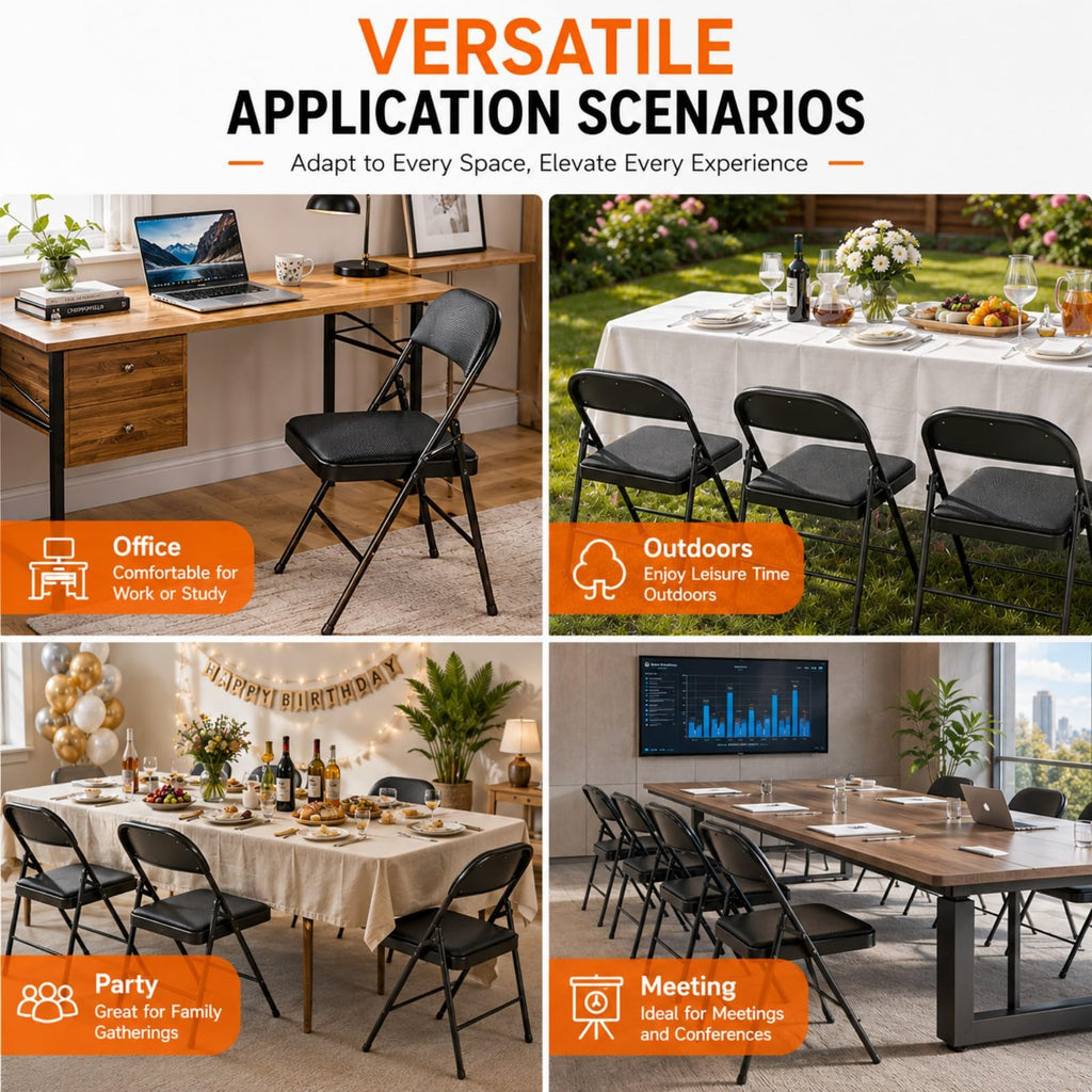 Folding Chairs with Cushion 10 Pack Black X289801