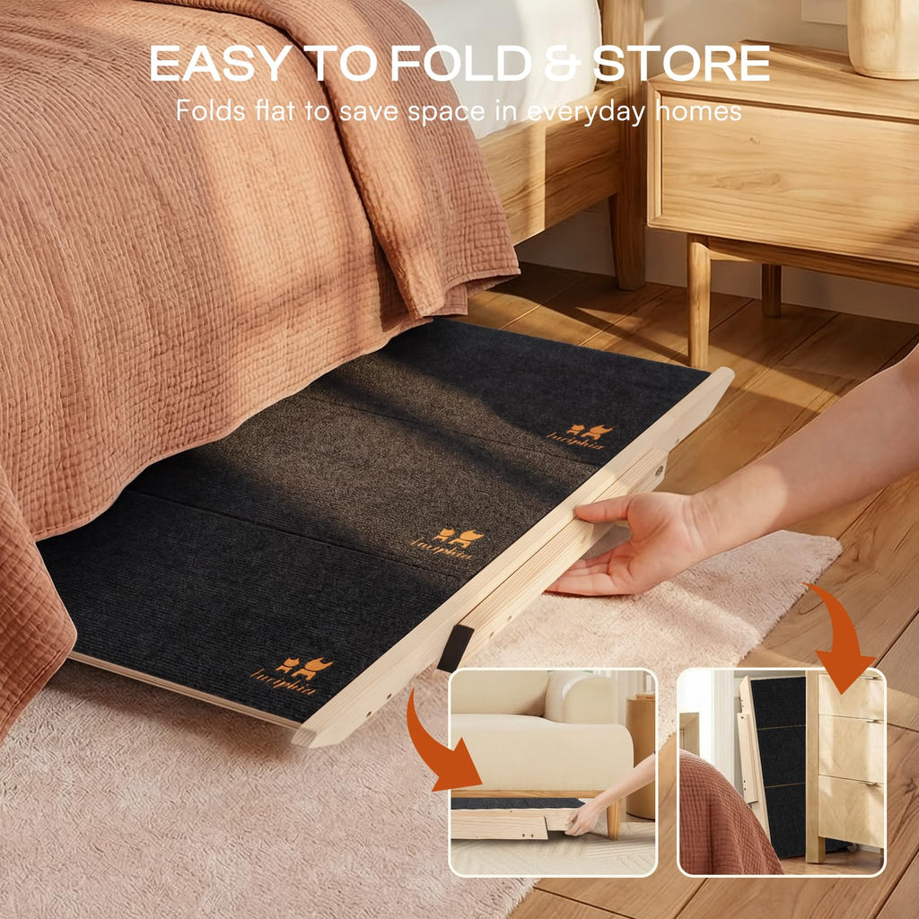Wooden 4-Step Foldable Anti-Slip Dog Stairs D1388