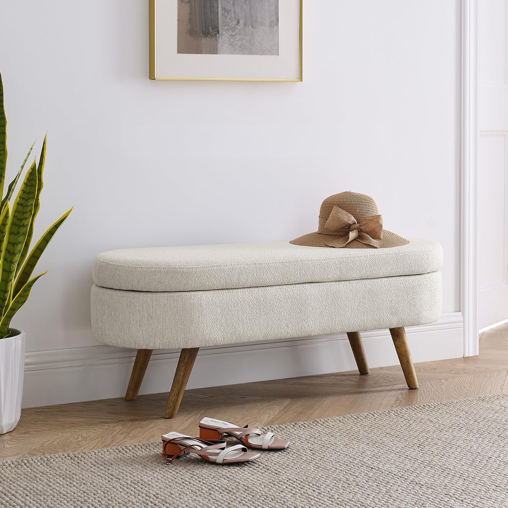 Oval Storage Bench with Rubber Wood Legs G882489