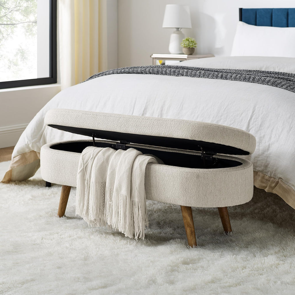 Oval Storage Bench with Rubber Wood Legs G882489