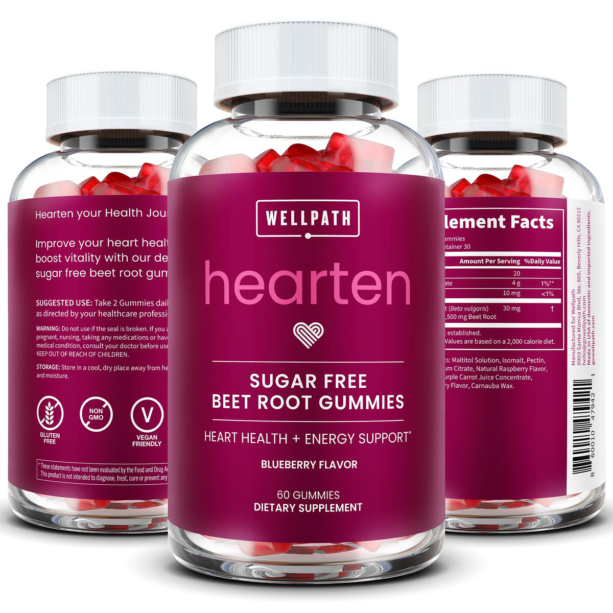 Sugar Free 1500 Mg Blueberry Flavor Beet Root Gummies 60 Ct M531