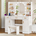 White Vanity Desk with Mirror and Lights R877