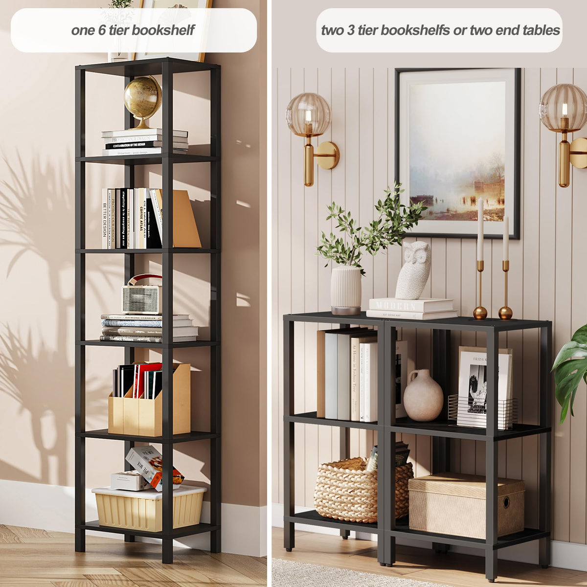 6-Tier Tall Narrow Bookshelf S24074