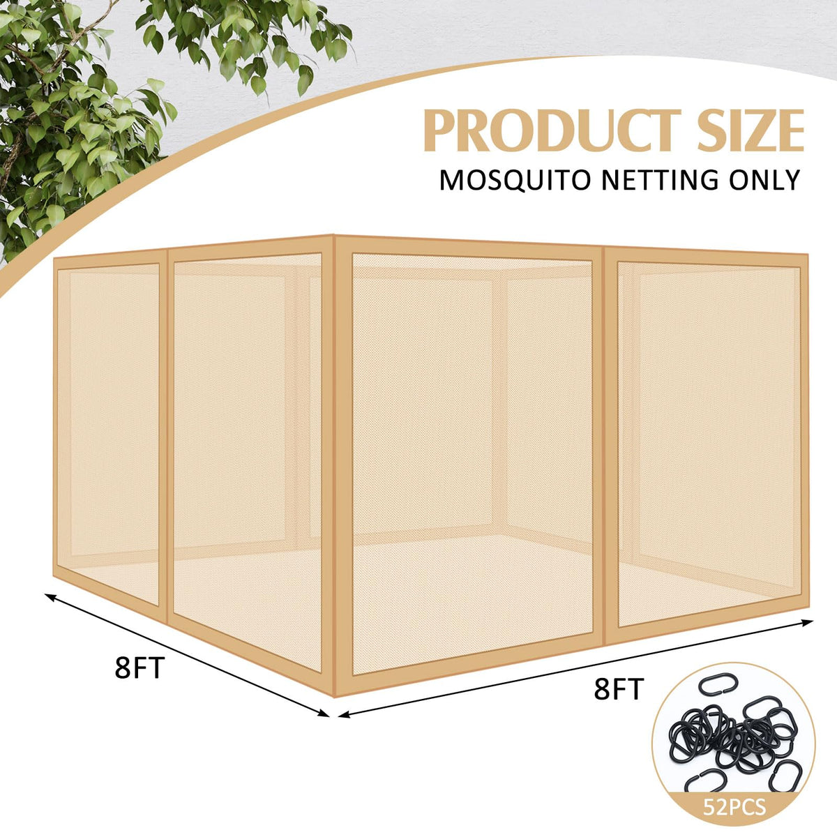 8x8 ft 4 Panel Gazebo Mosquito Netting B761555