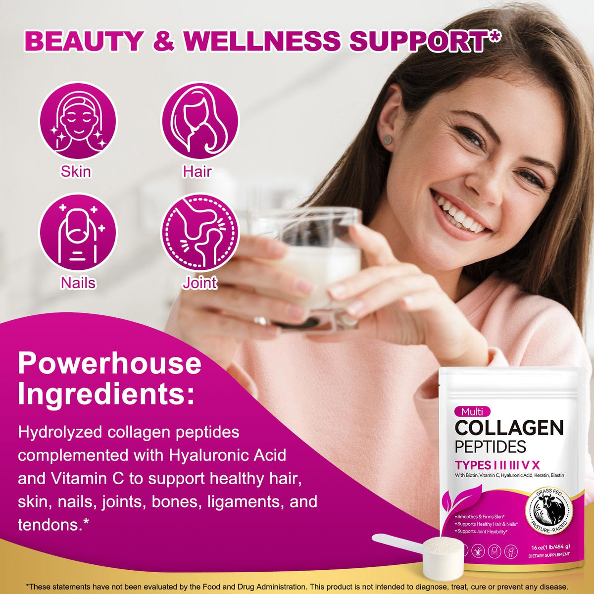 Unflavored Hydrolyzed Collagen Peptides Powder 16 OZ L9284