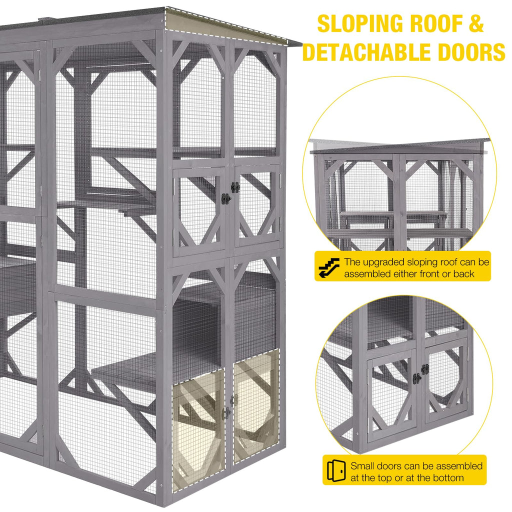 Extra Large 5-Level Outdoor Cat Enclosure with Cover S160