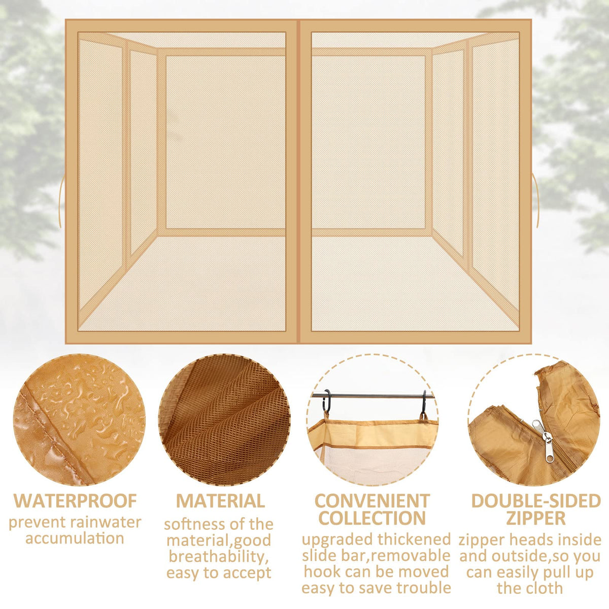 8x8 ft 4 Panel Gazebo Mosquito Netting B761555