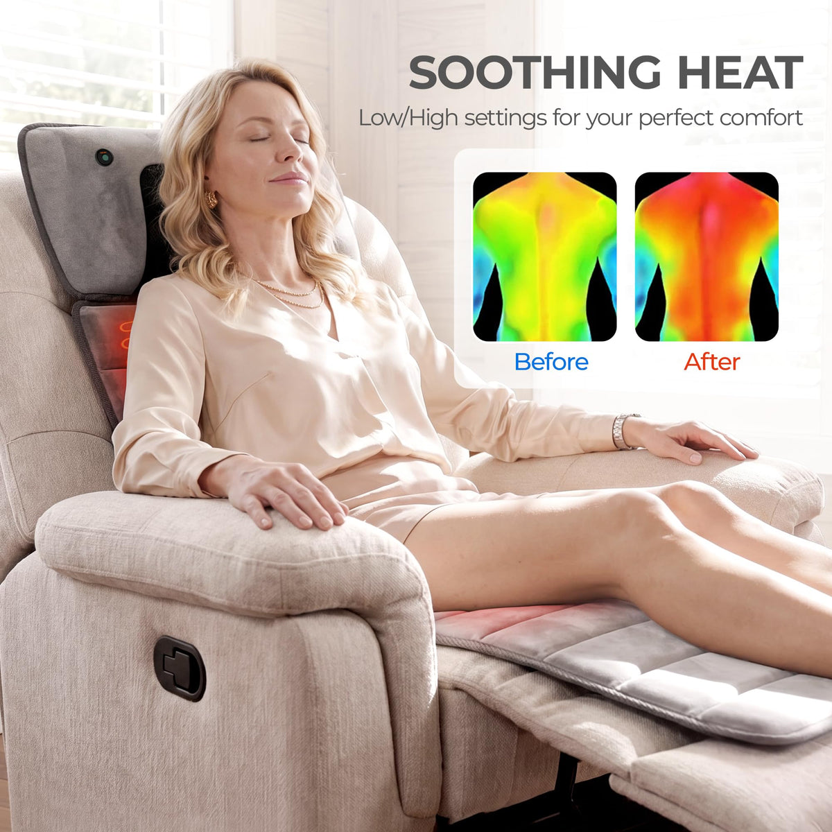 Grey Foldable Heated Full Body Massage Mat with 3D Neck Massager G55503