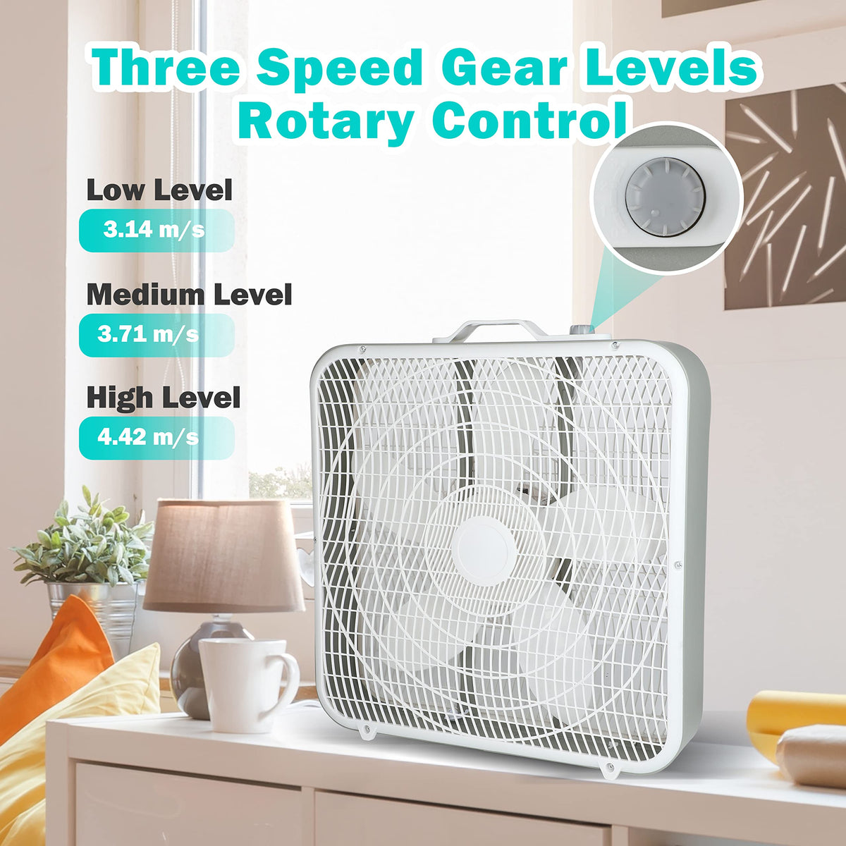 20'' 3-Speed Box Fan with Carry Handle K4400