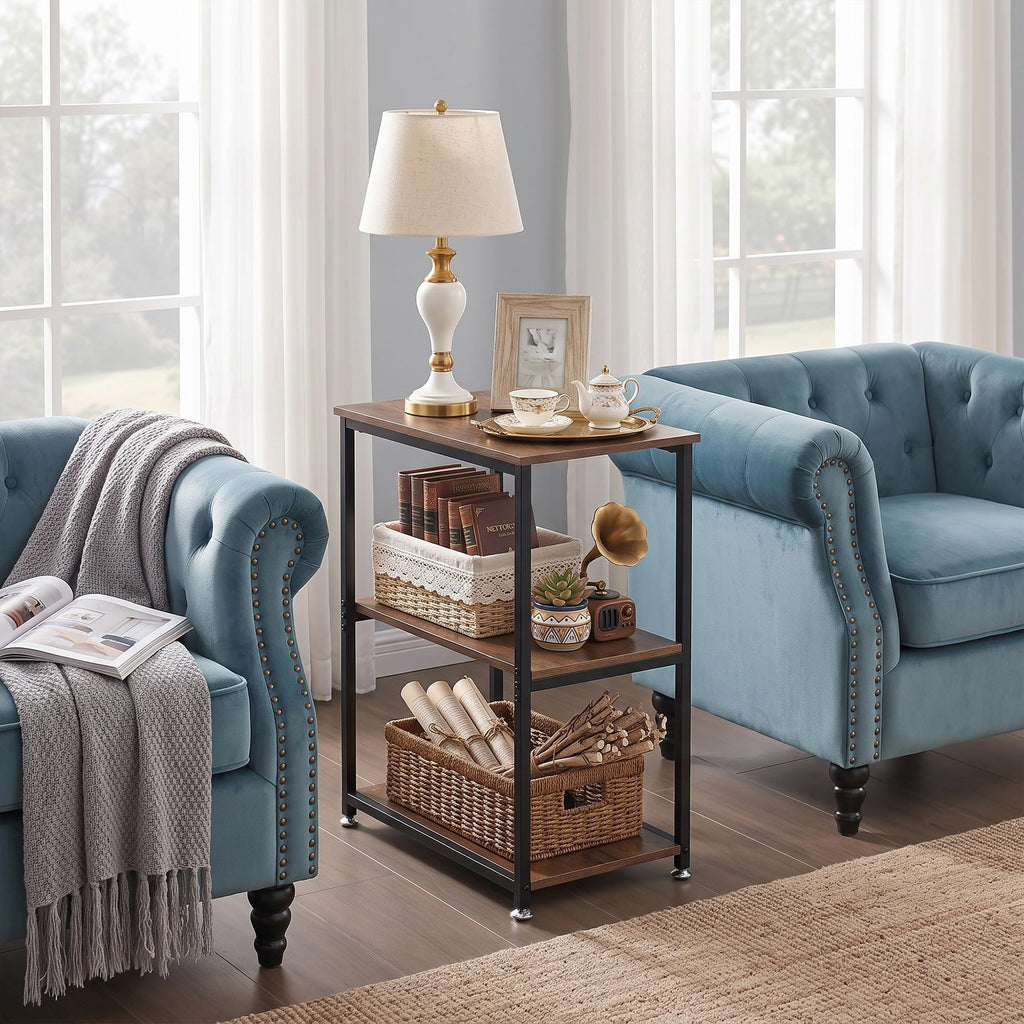 Tall End Side Table with 3-Tier Storage Shelf S660714