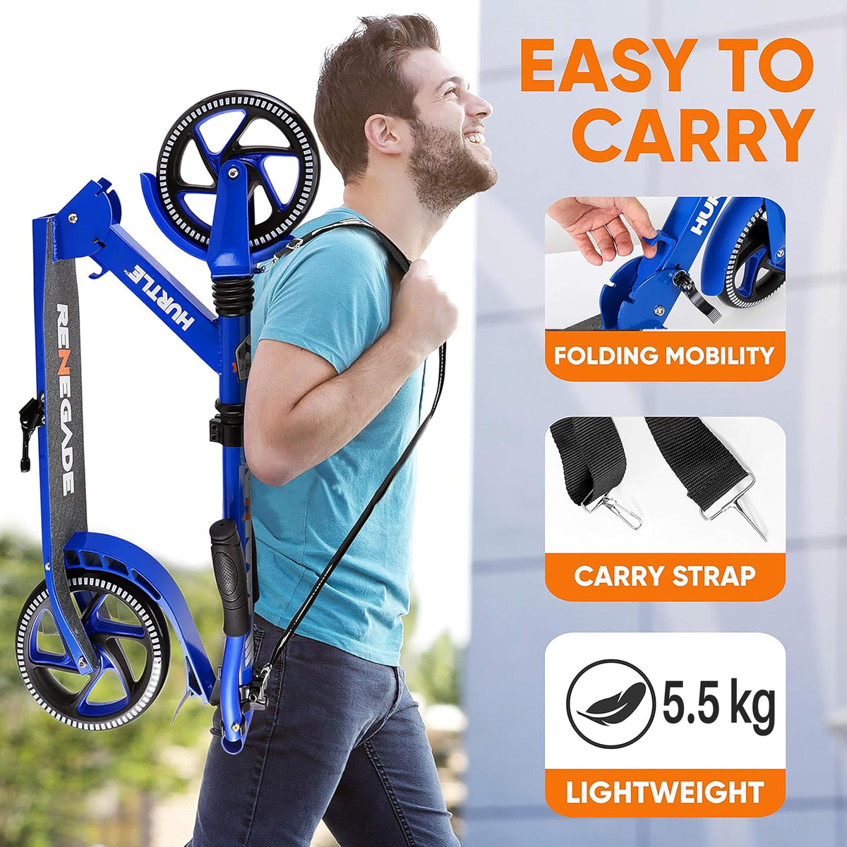 2-Wheel Folding Kick Scooter with Adjustable T-Bar Handlebar R422026