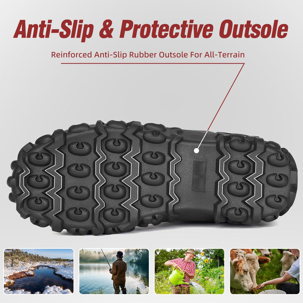 6mm Neoprene Insulated Mid Calf Waterproof Rubber Work Boots W282562