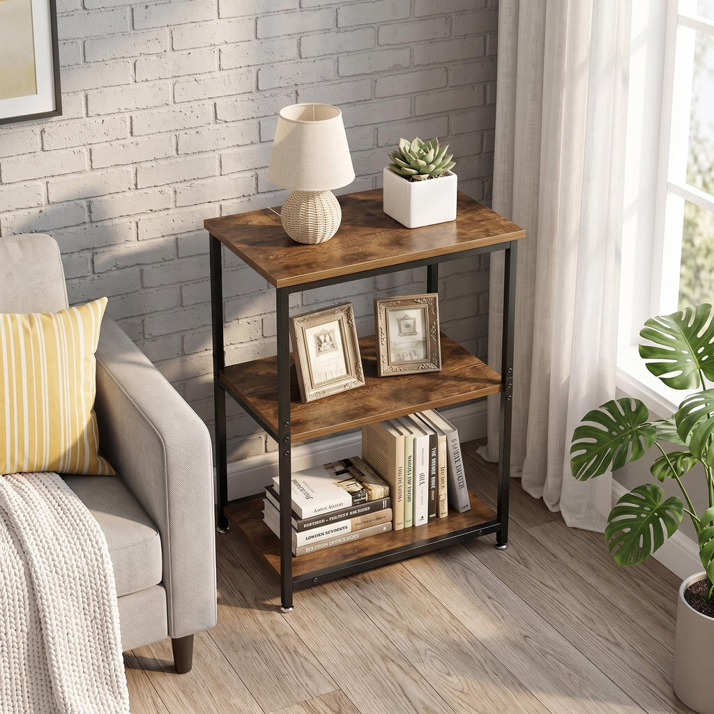 Tall End Side Table with 3-Tier Storage Shelf S660714