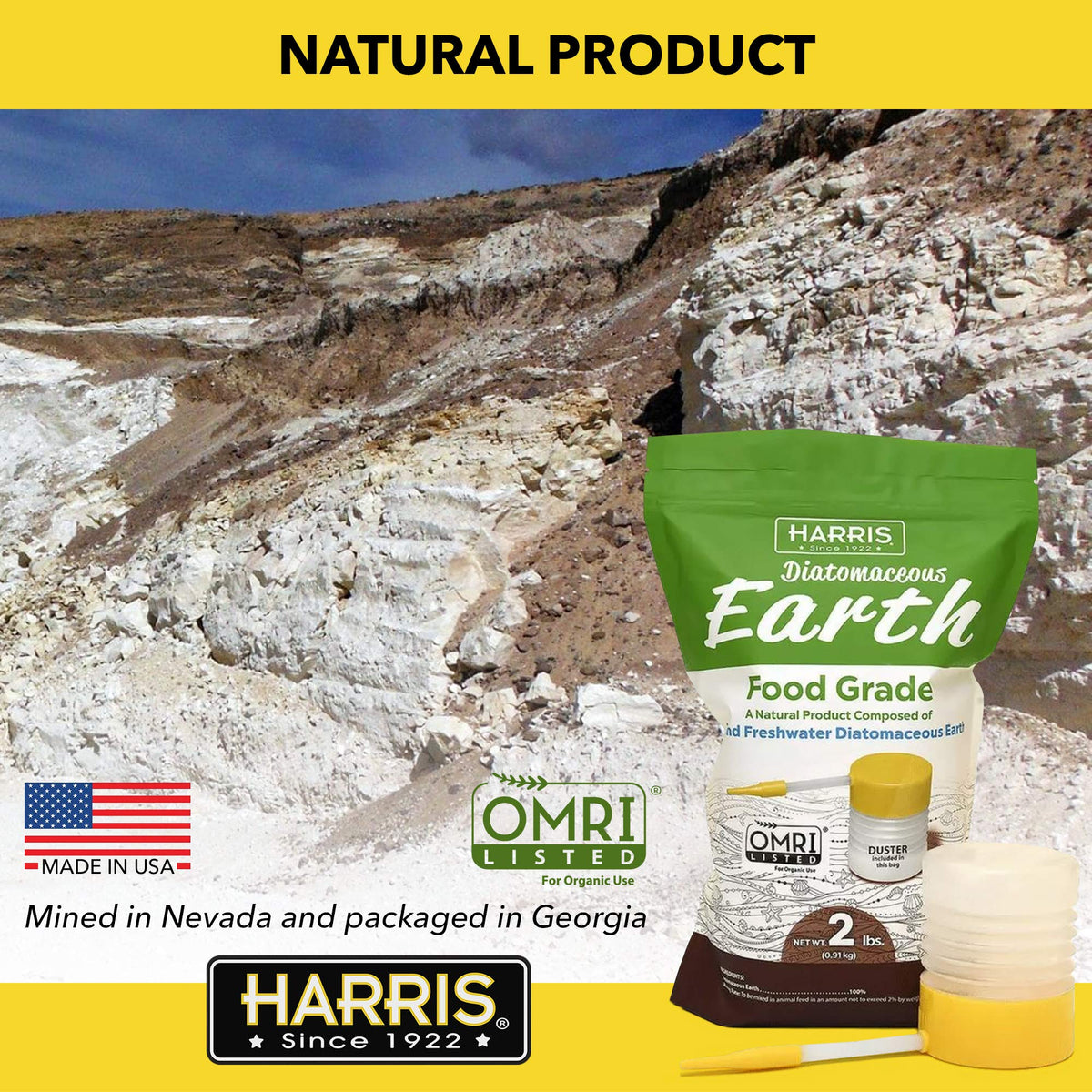 Food Grade Diatomaceous Earth 2lb with Powder Duster Z305891