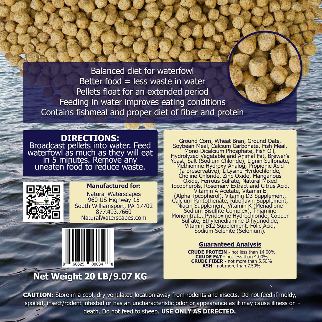 Waterfowl Feed 20 lb Bag Floating Pellets F280054