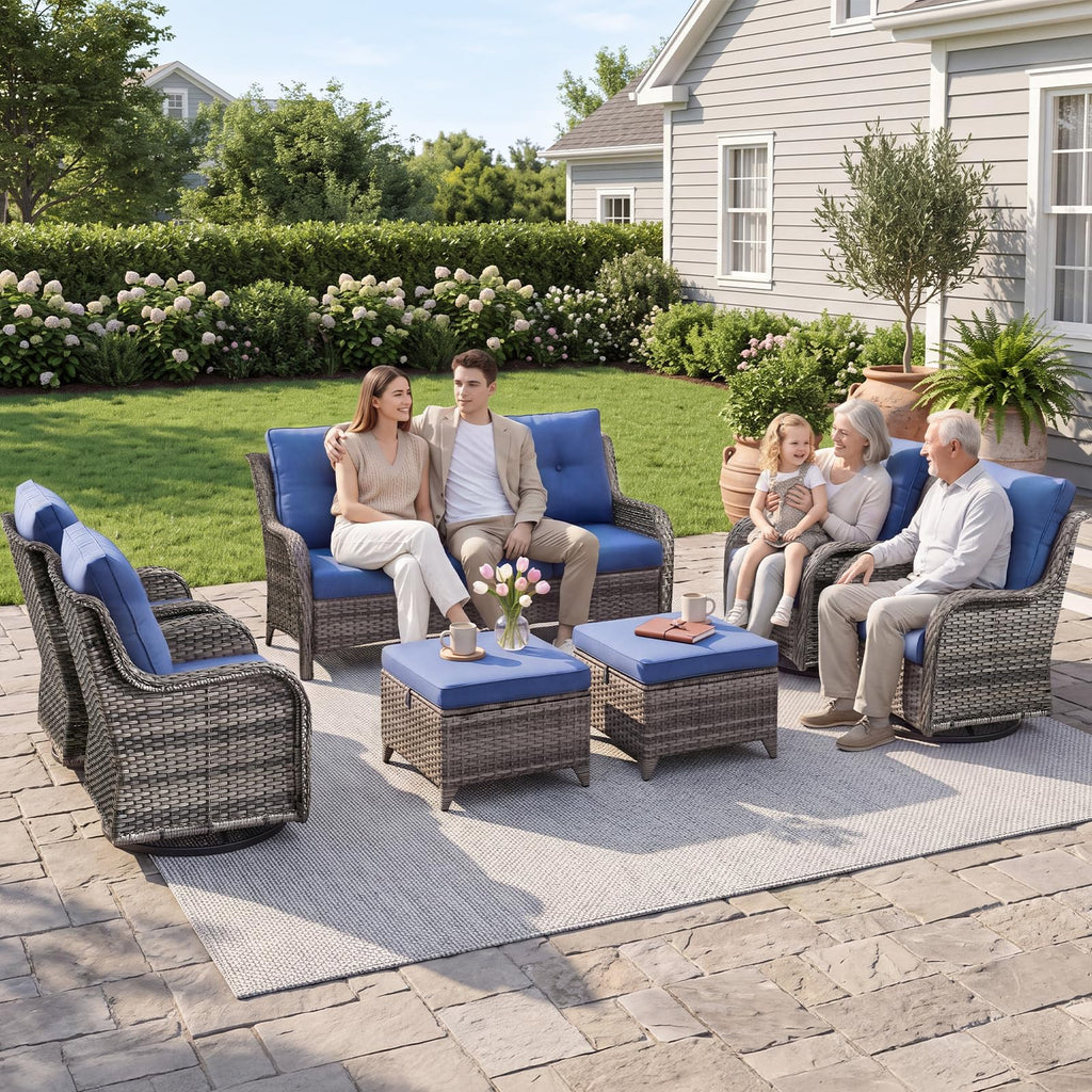 Grey Wicker 6 Piece Patio Furniture Set D58450