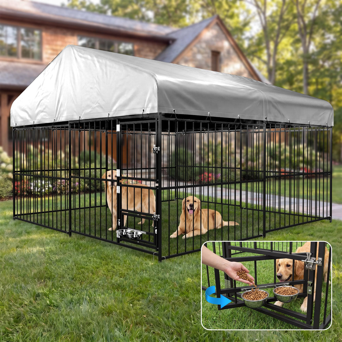 10×10FT Outdoor Dog Kennel with Roof W243