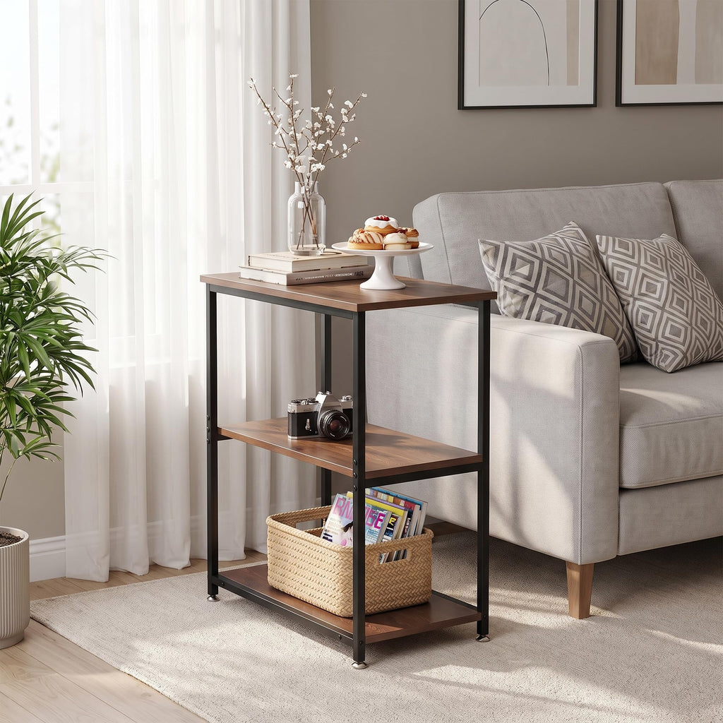 Tall End Side Table with 3-Tier Storage Shelf S660714