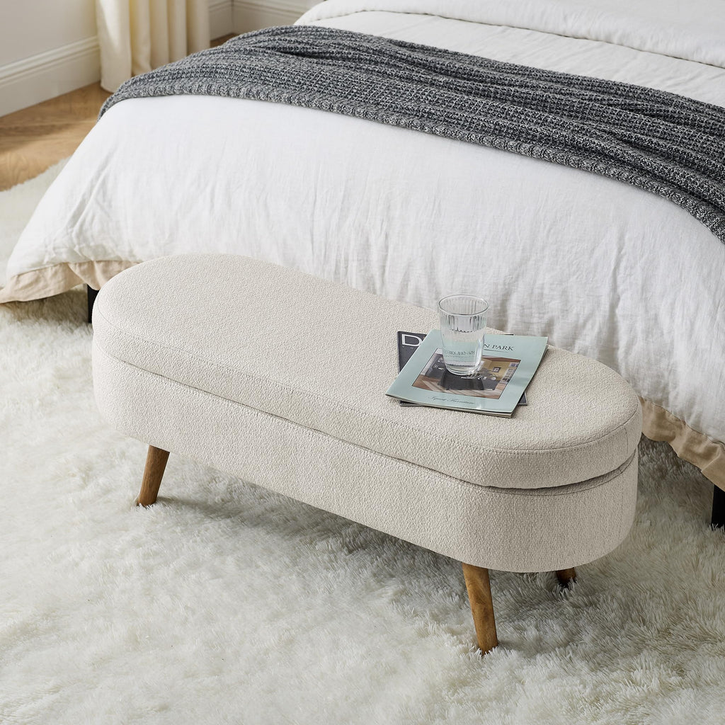 Oval Storage Bench with Rubber Wood Legs G882489