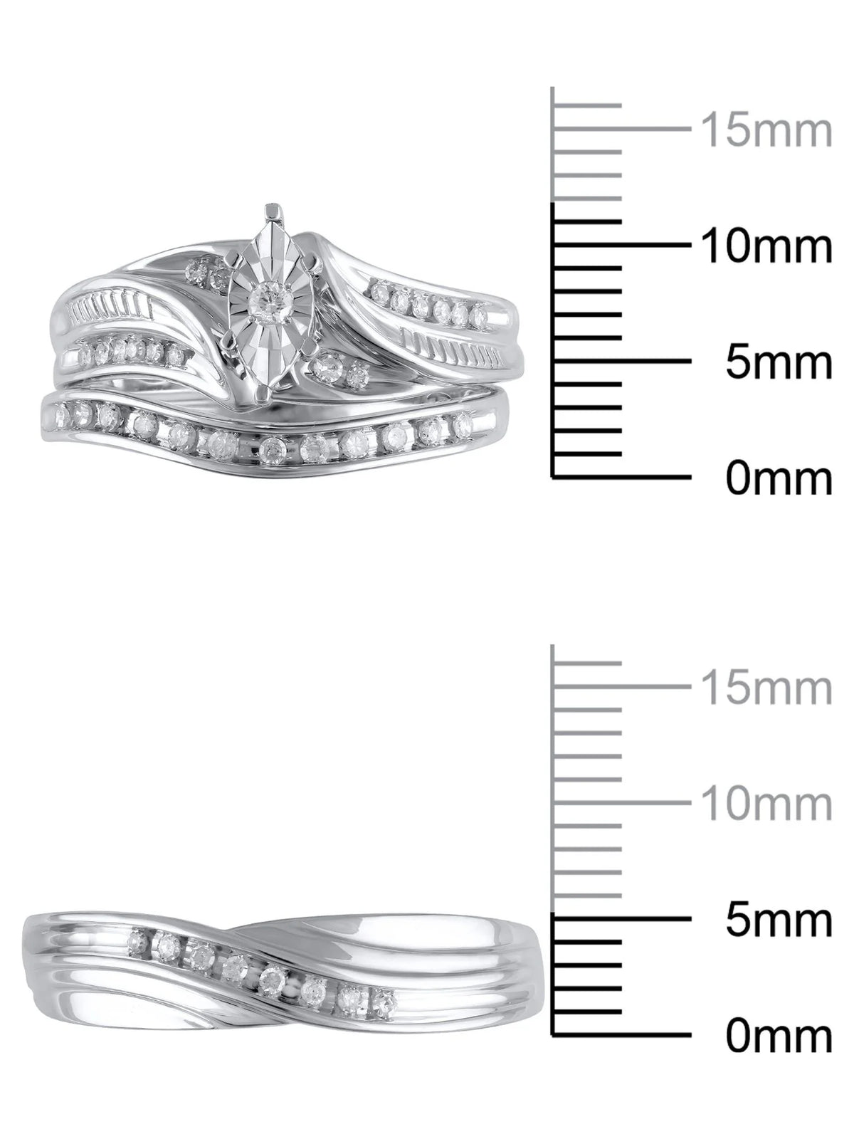 10K White Gold Bridal Ring and Men's Wedding Band Set G293838